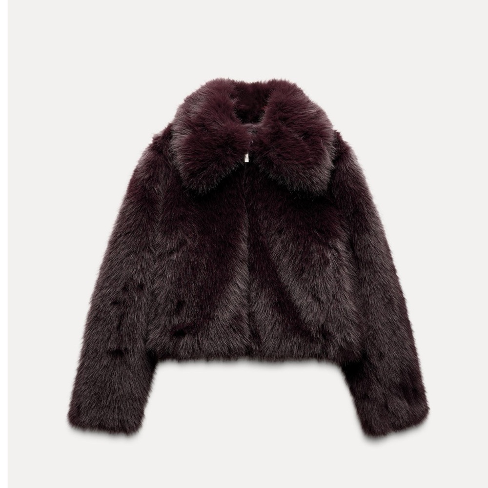 Zara FAUX FUR SHORT COAT - Picture 2 of 12